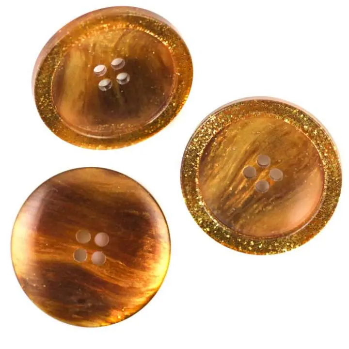Ausverkauf Knopf mit Gold Glitzer KM-69-braun