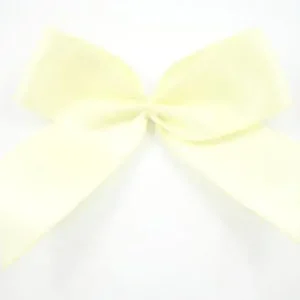 1 Stück - XL SATIN SCHLeife - BUTTER LEMON - 6,5cm Neue Ware