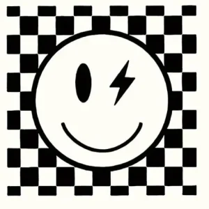 Markenware 1 Stück - BÜGELBILD SMILEY BLACK 8cm x 8cm