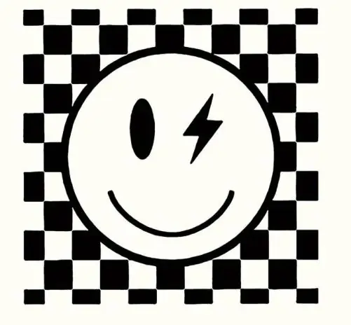 Markenware 1 Stück – BÜGELBILD SMILEY BLACK 8cm x 8cm