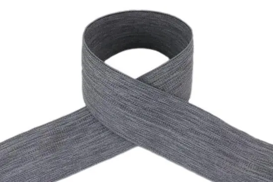 1 MTR. Soft Glitzer Gummiband 40mm GRAU MELIERT Mengenrabatt