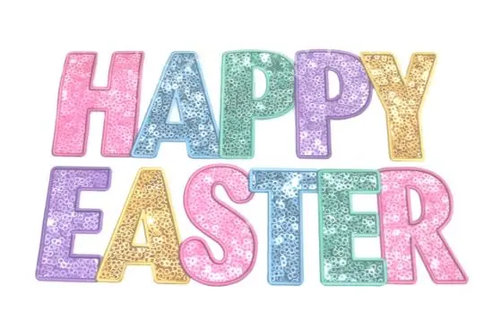 Weltweiter Versand 1 Stück – XL BÜGELBILD HAPPY EASTER 15cm x 23cm