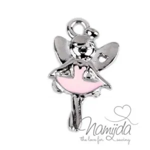 1 Stück - BALLERINA FEE ANHäNGER - SiLBER/PINK - 23mm Jetzt Bestellen