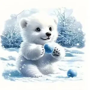 Neu 1 Stück - BÜGELBILD SCHNEEBALL EISBÄR 18cm