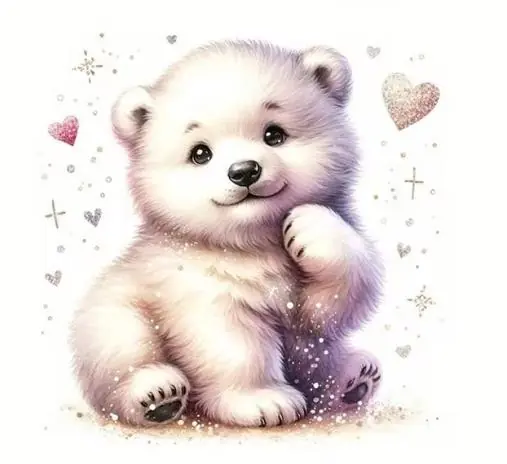 1 Stück – BÜGELBILD EISBÄR HERZCHEN 18cm Im Trend