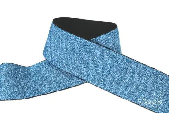 Geprüft 1 MTR. Soft Glitzer Gummiband 40mm EISBLAU