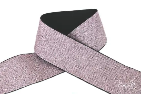 Sonderangebot 1 MTR. Soft Glitzer Gummiband 40mm ROSE