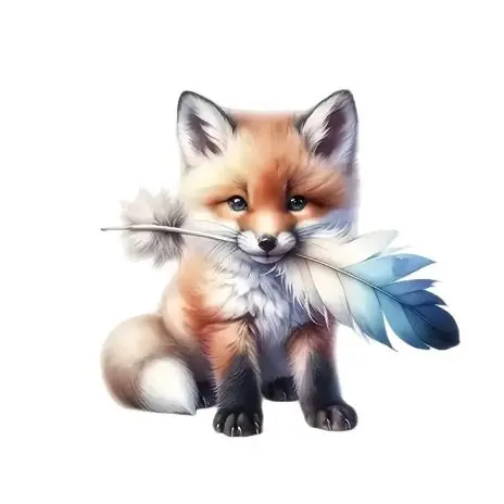 1 Stück – BÜGELBILD GROSSER FUCHS MIT FEDER 18cm x 17,5cm Saisonangebot