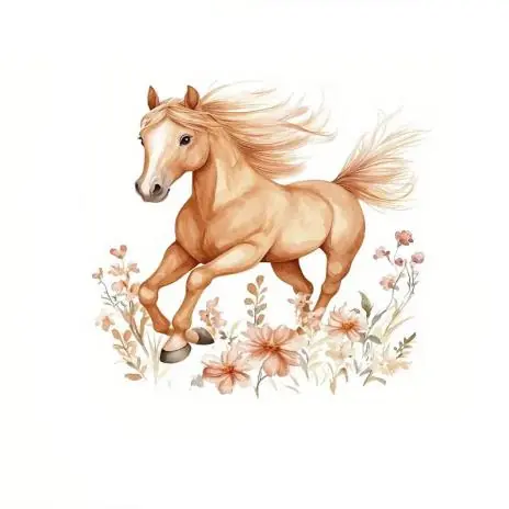 1 Stück – BÜGELBILD FLOWER HORSE 20cm x 18cm Exklusiv