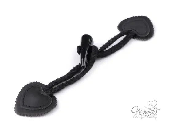 Jetzt Bestellen 1 Stück ♥ Dufflecoat-Verschluss HERZ – SCHWARZ – Knebelknopf – zweiteilig ♥