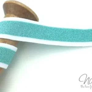 Super-Preis 1 MTR. SUPER WEICHES GLITZER LUREX BAND MINT/WeiSS - 2,5cm