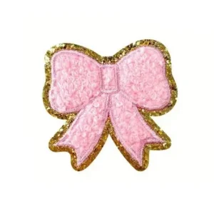1 Stück - GLITZER SCHLEIFE ROSA CHENILLE PATCH Jetzt Zugreifen