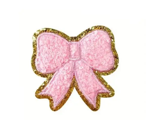 1 Stück – GLITZER SCHLEIFE ROSA CHENILLE PATCH Jetzt Zugreifen