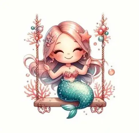 Echt 1 Stück – BÜGELBILD XL MEERJUNGFRAU MERMAID STERN 20cm x 20cm