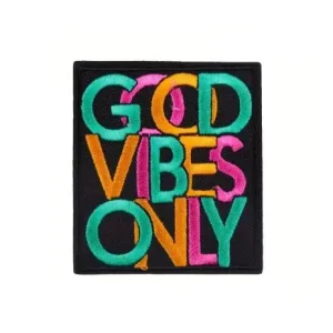 1 Stück - GOOD VIBES ONLY MINT/SENF/PINK CHENILLE PATCH Original