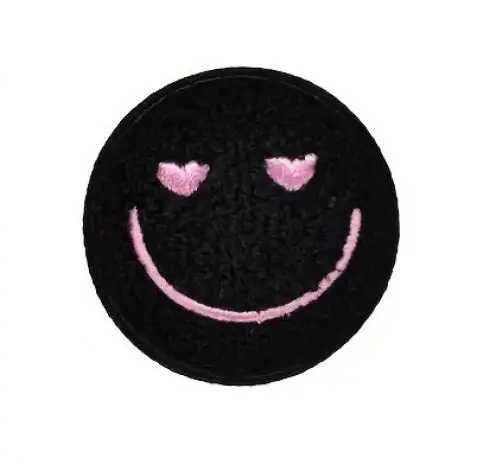 Bestpreis 1 Stück – SMILEY SCHWARZ CHENILLE PATCH