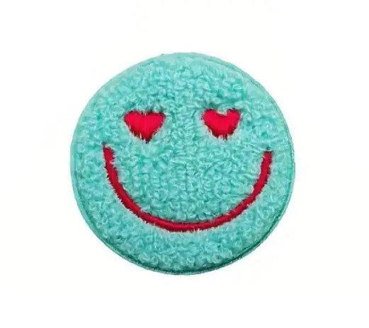 1 Stück – SMILEY MINT CHENILLE PATCH Saisonangebot