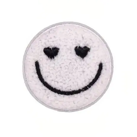 1 Stück – SMILEY WEISS CHENILLE PATCH Bestpreis