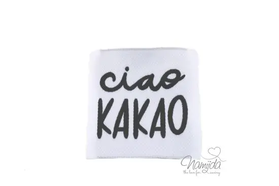 Geprüft 1 STCK. ♥ XL NAMIJDA EP WEBETIKETTEN – CIAO KAKAO – WEISS ♥