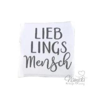 Hochwertig 1 STCK. ♥ XL NAMIJDA EP WEBETIKETTEN - LIEBLINGSMENSCH - WEISS ♥