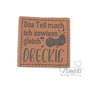 Online Kaufen 1 Stück - XL KuNSTLEDER LABEL DAS TEIL MACHE ICH... AUFNÄHER MIT VORGEDRUCKTER NÄHNAHT - 40mm x 40mm