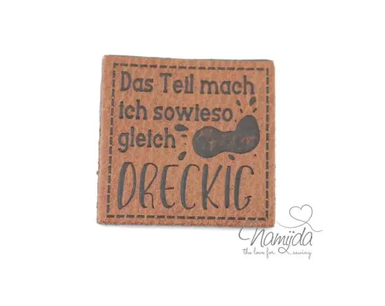 Online Kaufen 1 Stück – XL KuNSTLEDER LABEL DAS TEIL MACHE ICH… AUFNÄHER MIT VORGEDRUCKTER NÄHNAHT – 40mm x 40mm
