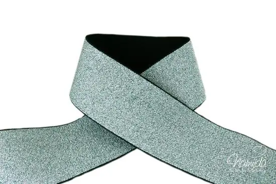 1 MTR. Soft Glitzer Gummiband 40mm MINT Bestpreis