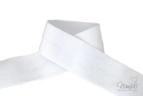 Super-Preis 1 MTR. Soft Glitzer Gummiband 40mm NATUR WEISS