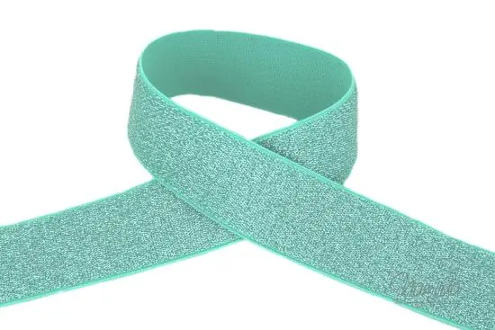 Sichere Zahlung 1 MTR. SOFT Glitzer Gummiband 40mm DUSTY MINT