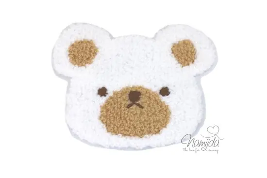 1 Stück – BÄRCHEN WEISS CHENILLE PATCH GROSS Markenware