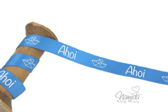 Günstig 1 MTR – EIGENPRODUKTION HOODIE SATINBaND – Ahoi! Türkis