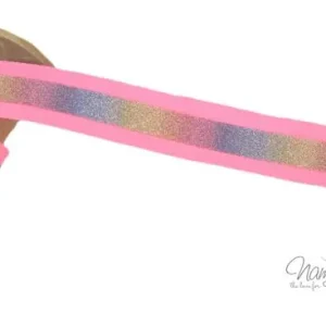 1 MTR. ♥ REFLEKTOR REGENBOGEN BAND NEON PINK - 20mm ♥ Schnäppchen