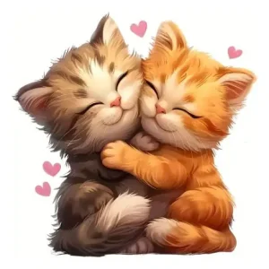 Schnäppchen 1 Stück - BÜGELBILD LOVELY CATS 22cm x 22cm