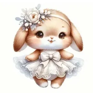 Gratis Versand 1 Stück - BÜGELBILD OSTERHASE MIT BLUMENKRANZ 21cm x 19cm