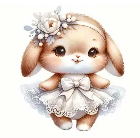 Gratis Versand 1 Stück – BÜGELBILD OSTERHASE MIT BLUMENKRANZ 21cm x 19cm