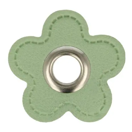 Top-Seller 1 STÜCK KuNSTLEDER ÖSEN Patch BLUME MINT – 8mm – SILBER
