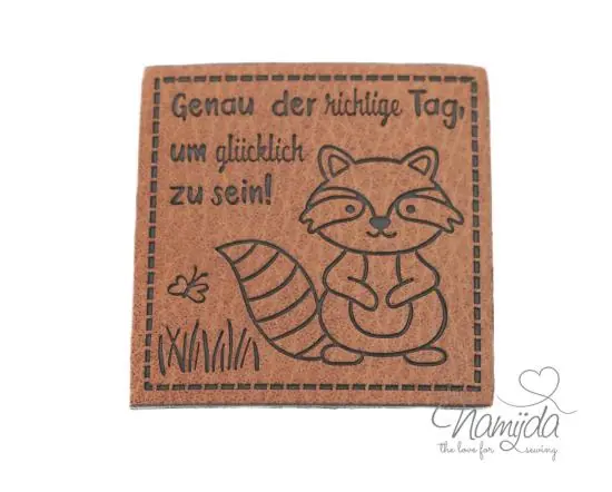 Direkt Vom Hersteller 1 Stück – KuNSTLEDER LABEL – Genau der richtige Tag… – AUFNÄHER MIT VORGEDRUCKTER NÄHNAHT – 45mm x 45mm