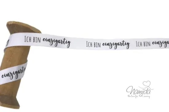 1 MTR – EIGENPRODUKTION HOODIE SATINBaND – Ich bin einzigartig Weltweiter Versand