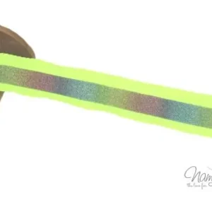 Ab Werk 1 MTR. ♥ REFLEKTOR REGENBOGEN BAND NEON GELB - 20mm ♥