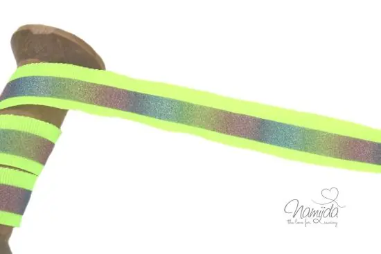 Ab Werk 1 MTR. ♥ REFLEKTOR REGENBOGEN BAND NEON GELB – 20mm ♥