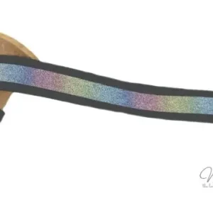 1 MTR. ♥ REFLEKTOR REGENBOGEN BAND SCHWARZ - 20mm ♥ Expressversand