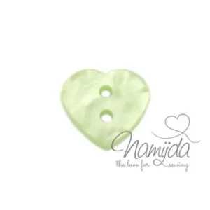Neu 1 Stück ♥ PERLMUTT HERZ Knöpfchen - LIME - 15mm ♥