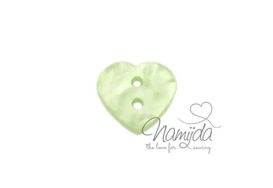 Neu 1 Stück ♥ PERLMUTT HERZ Knöpfchen – LIME – 15mm ♥