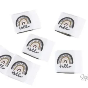 Versand Am Gleichen Tag 5 STCK. ♥ NAMIJDA EP WEBETIKETTEN - NATURAL RAINBOW HELLO ♥