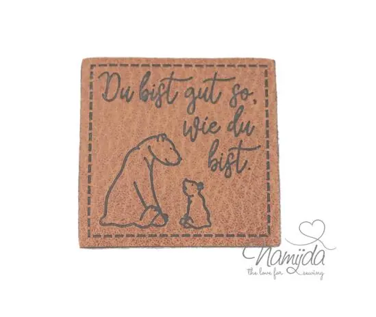 1 Stück – KuNSTLEDER LABEL – Du bist gut so… – AUFNÄHER MIT VORGEDRUCKTER NÄHNAHT – 40mm x 40mm Sale