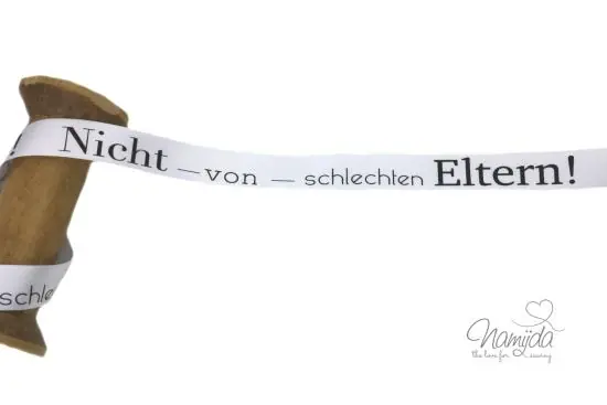 Preisreduziert 1 MTR – EIGENPRODUKTION HOODIE SATINBaND –  Nicht von schlechten Eltern!