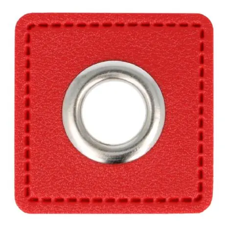 Gleich Bestellen 1 STÜCK KuNSTLEDER ÖSEN Patch ROT – 8mm – SILBER
