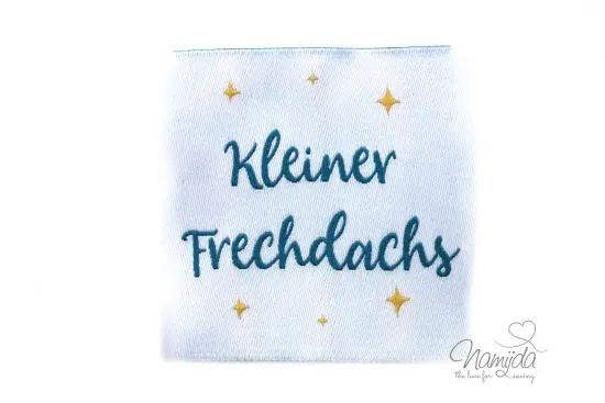 Top-Qualität 1 STCK. ♥ XL NAMIJDA EP WEBETIKETTEN – KLEINER FRECHDACHS – WEISS ♥