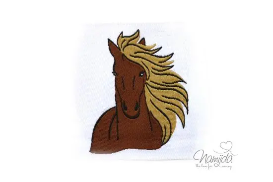 Letzte Chance 1 STCK. ♥ XL NAMIJDA EP WEBETIKETTEN – PFERD – WEISS ♥