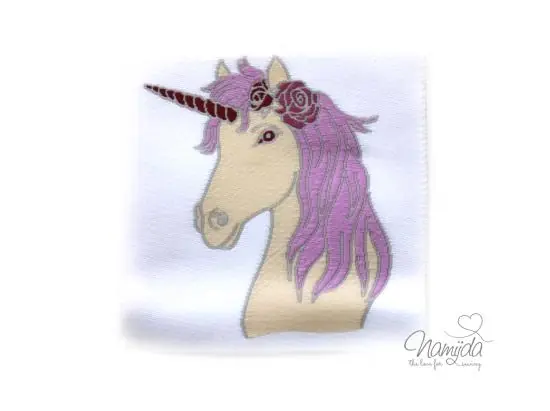 Heute Kaufen 1 STCK. ♥ XL NAMIJDA EP WEBETIKETTEN – EINHORN – WEISS ♥